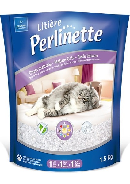 Perlinette Cat Detect Hastalık Kontrolu Kristal Kedi Kumu 1.5 kg 3.7 Lt