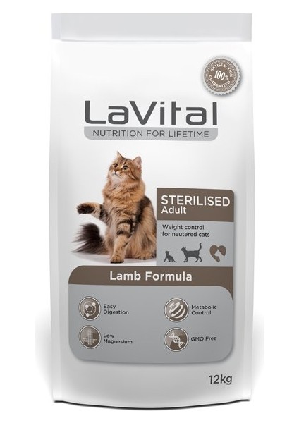 Lavital Sterilised Kuzu Etli Kısırlaştırılmış Kedi Maması 12 kg