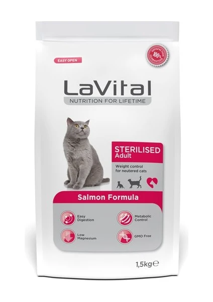 Lavital Sterilised Somonlu Kısırlaştırılmış Kedi Maması 1,5 kg