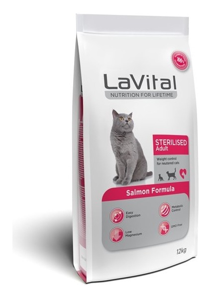 Lavital Sterilised Somonlu Kısırlaştırılmış Kedi Maması 12 kg