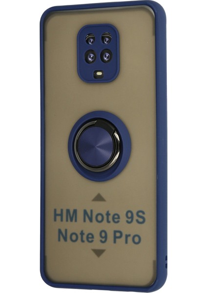 Xiaomi Redmi Note 9 Pro Kılıf Montreal Yüzüklü Silikon Kapak - Lacivert 300099