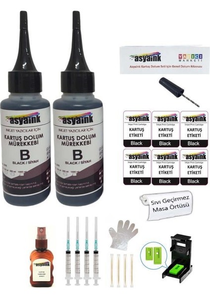 Canon E404/E414 Uyumlu Siyah Kartuş Dolum Seti - PG46