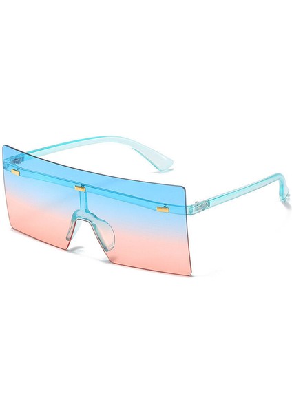 Büyük Boy Düz Üst Güneş Gözlüğü Kadın Lüks Tasarımcı Plastik Çerçeve Gözlük Kare Tek Parça Gradyan Len Shades Lunette (Yurt Dışından)