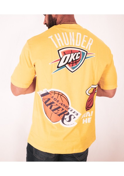 Sarı Los Angeles Lakers Basketbol Logolu Oversize T-Shirt fiyatları