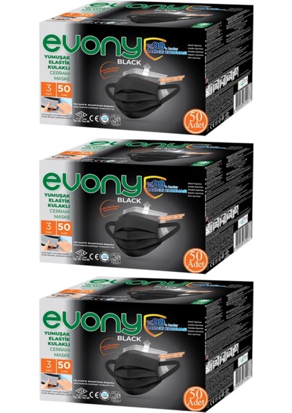 Siyah Maske 3 Kutu 150 Adet
