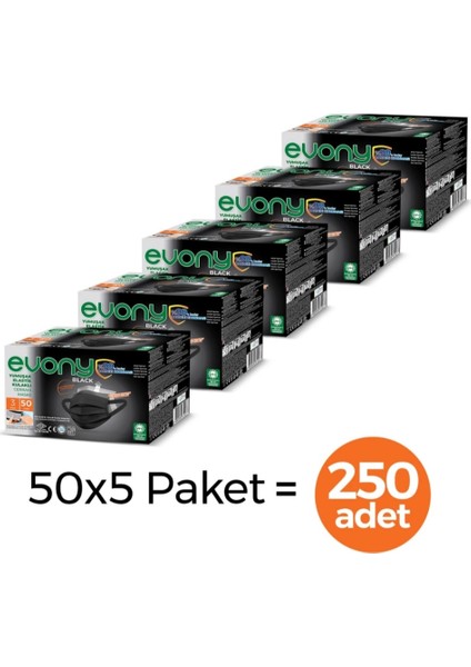 Siyah Maske 5 Kutu 250 Adet fiyatları