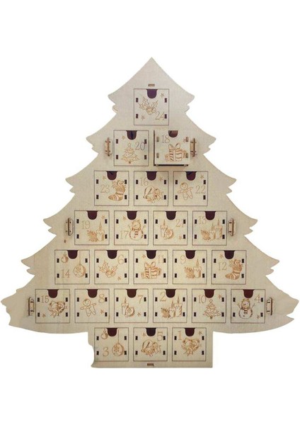 Yeniden Kullanılabilir Noel Advent Takvimi ile LED Işık 24 Çekmeceli Masa Dekorasyonu (Yurt Dışından)