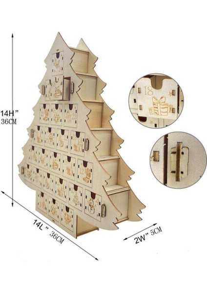Yeniden Kullanılabilir Noel Advent Takvimi ile LED Işık 24 Çekmeceli Masa Dekorasyonu (Yurt Dışından)