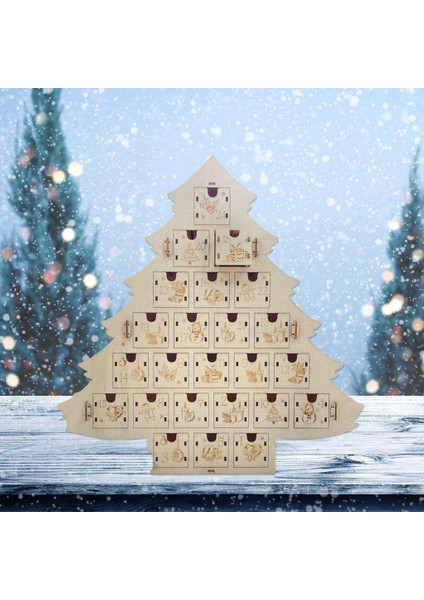 Yeniden Kullanılabilir Noel Advent Takvimi ile LED Işık 24 Çekmeceli Masa Dekorasyonu (Yurt Dışından)