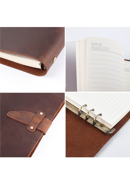 puluz A5 Sığır Derisi Retro Gevşek Yapraklı Defter Kahverengi (Yurt Dışından)