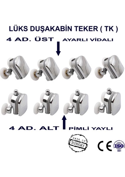 Duşakabin Tekeri Krom Paslanmaz 8'li Tam Takım indirimleri