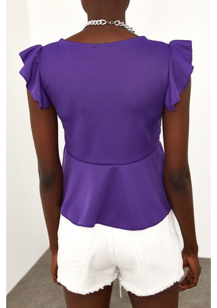 Mor Omuzları Fırfırlı Bluz 2KXK2-45670-06 indirimleri