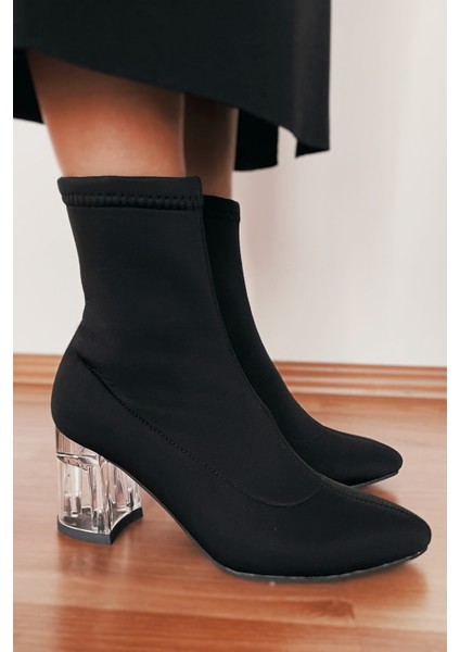 Kadın Siyah Çorap Çizme Kısa Çizme