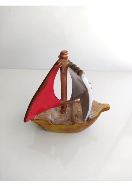 Orta Boy Gemi Biblo Türk Bayraklı Ev Masa Üstü Figür Obje Seramik indirimleri