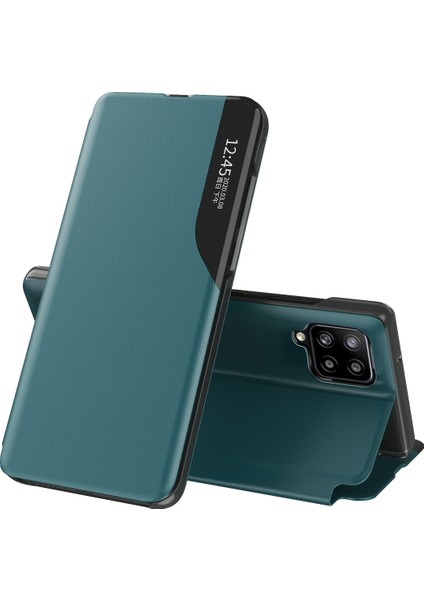Samsung Galaxy A22 4g Için Pu Deri Pencereli Flip Standı Koruyucu Kılıf Yeşil (Yurt Dışından)