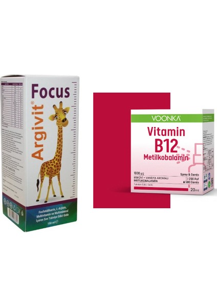 Argivit Focus Şurup 150 ml + B12 Metilkobalamin 20 ml