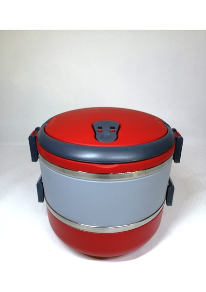 Freshbox 2 Katlı 2 Renkli Sefer Tası Yemek Termosu (Kırmızı Gri)