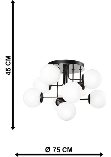 Hazeran 9.lu Siyah Beyaz Glop Camlı Avize indirimleri