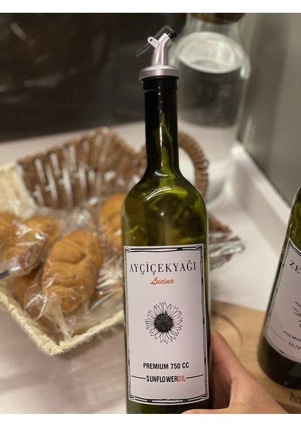 Ahşap Standlı 2'li Yağdanlık Seti Zeytinyağı Şişesi Yağdanlık 750 ml
