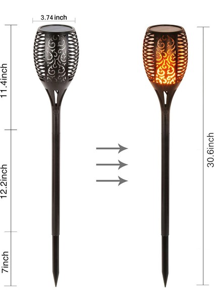 Güneş Enerjisi Torch Alev Işık Açık Peyzaj Bahçe Sokak  (Yurt Dışından)