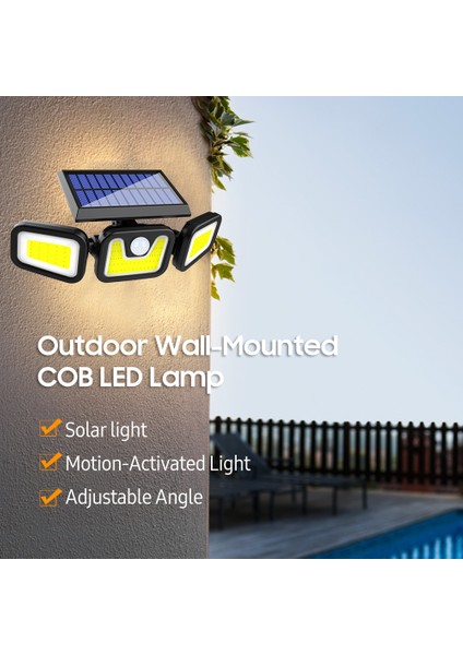 Dış Mekan Duvara Monte 103 Cob Lamba Güneş Enerjili (Yurt Dışından)