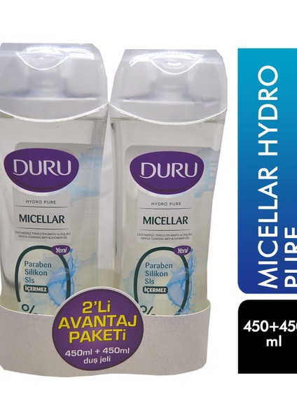 Duş Jeli 450 ml + 450 ml Hydro Pure Micellar 8690506513917 Duş Jeli
