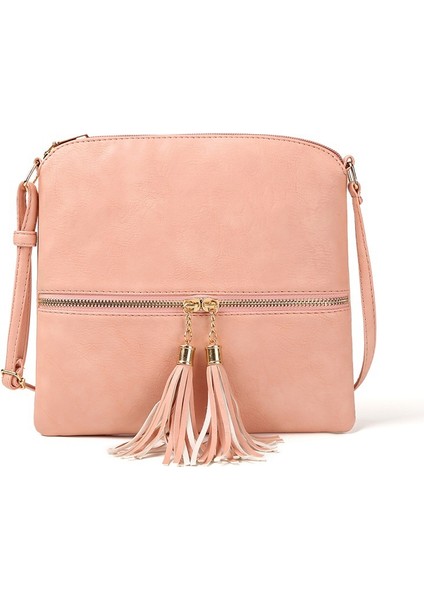 Püsküllü Orta Boy Çapraz Askılı Çanta (Yurt Dışından)