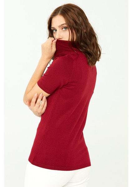 Kadın Likralı Kısa Kollu Tam Balıkçı Bluz Vişne indirimleri