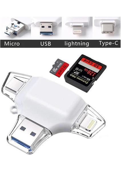 HC06 Lightning USB Type-C Micro To Sd Tf Kart Okuyucu Çevirici Hub Adapter