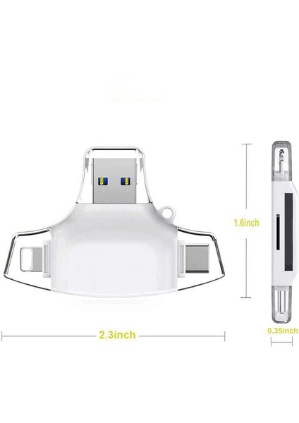 HC06 Lightning USB Type-C Micro To Sd Tf Kart Okuyucu Çevirici Hub Adapter