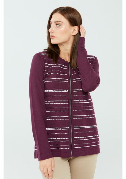 Kadın Fermuarlı Hırka Mürdüm fiyatları