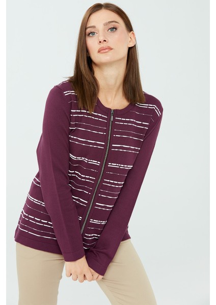 Kadın Fermuarlı Hırka Mürdüm modelleri