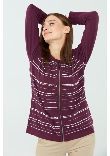 Kadın Fermuarlı Hırka Mürdüm indirimleri