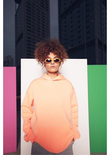 Unisex Oversize Basic Sweatshirt Neon Turuncu