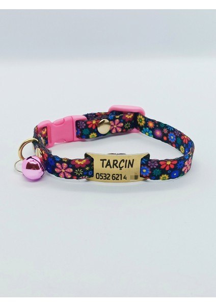 Çiçekli Kedi Tasması, Isimli Kedi Tasması, Kedi Künyesi 13-20 cm S modelleri