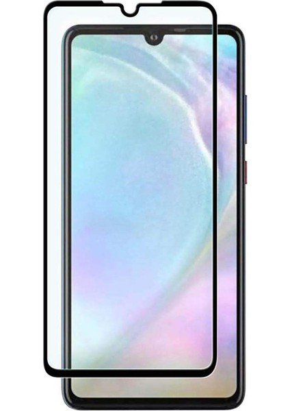 Huawei P30 Tam Kaplayan Çerçeveli Tempered Ekran Koruyucu - Mat Siyah