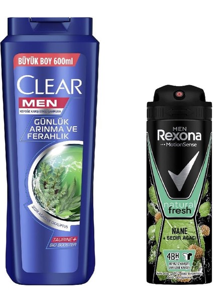 Men Günlük Arınma Şampuan + Rexona Nane Sedir Ağacı Deo Set