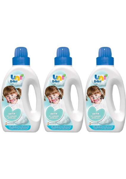 Uni Baby Sıvı Çamaşır Deterjanı 1500ML Aktif -Mavi -3 Lü Set