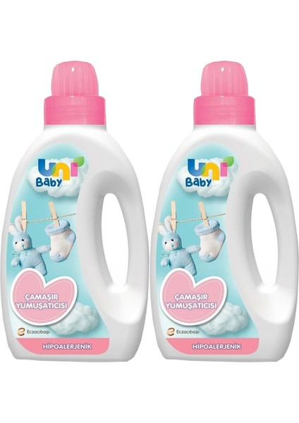 Uni Baby Çamaşır Yumuşatıcı 1500ML Hassas Ciltler Için/hipoalerjenik (Pembe) (2 Li Set)