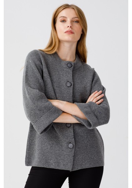 Kadın Dik Yaka Kaban Füme fiyatları