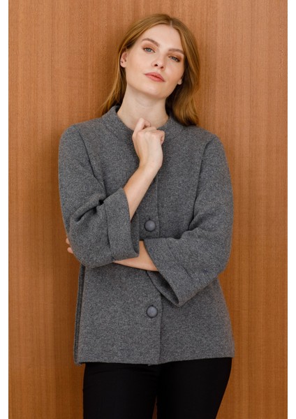 Kadın Dik Yaka Kaban Füme indirimleri