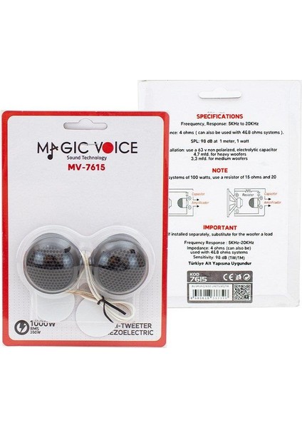 MV-7615 Mini Oto Tweeter modelleri