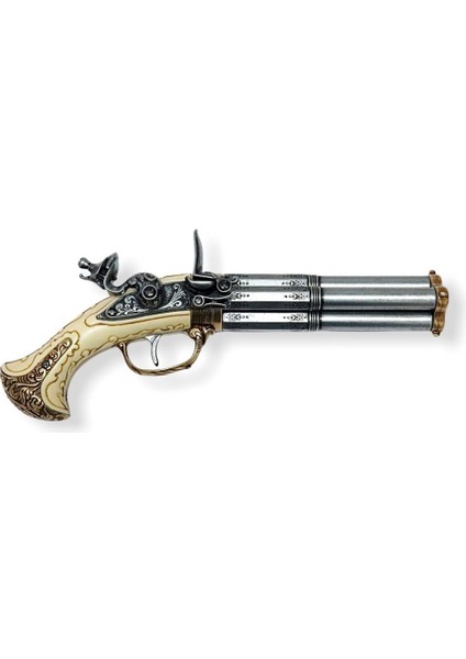 Denix Revolving 4 Barrel Flintlock Pistol, France 18TH. C.