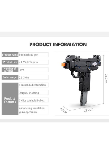 Desert Eagle MK23 Askeri Tüfek 359 Parça Yapı Taşı Oyuncak (Yurt Dışından)