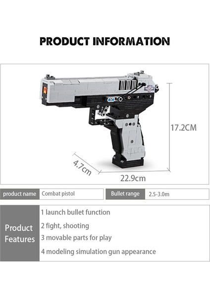 Desert Eagle MK23 Askeri Tüfek 412 Parça Yapı Taşı Oyuncak (Yurt Dışından)