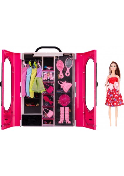 Gardolaplı Bol Aksesuarlı Sonsuz Hareket Bebekli Kız Oyuncak Seti