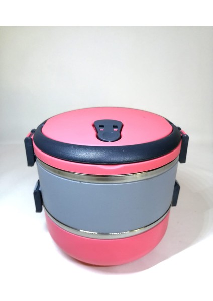 Freshbox 2 Katlı 2 Renkli Sefer Tası Yemek Termosu (Pembe Gri)