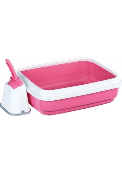 Imac Duo Kürekli Açık Kedi Tuvaleti Pembe 50 x 40 x 15 cm