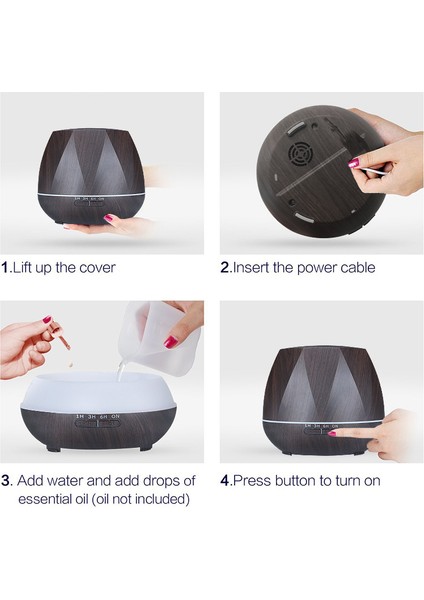 550 ml Uzaktan Kumandalı Büyük Kapasiteli Hava Nemlendirici Siyah (Yurt Dışından) indirimleri