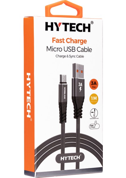 HY-X210 3A Micro USB 1m Gri Data + Sarj Kablosu